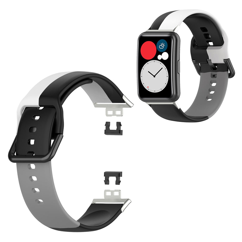 Huawei Watch Fit three color silicone watch band - Black / White / Grey